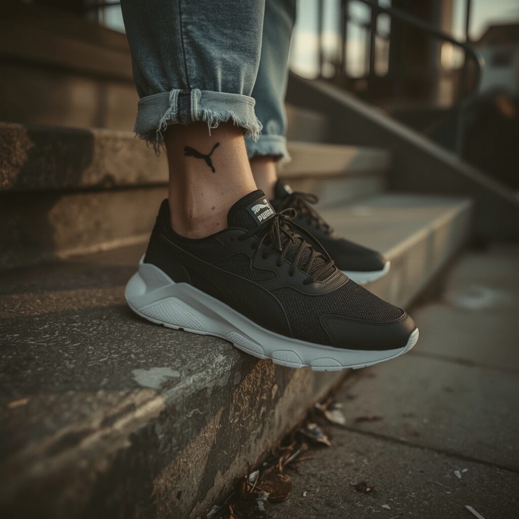 A$AP Rocky PUMA Inhale sneakers in suede and nubuck shown on concrete steps