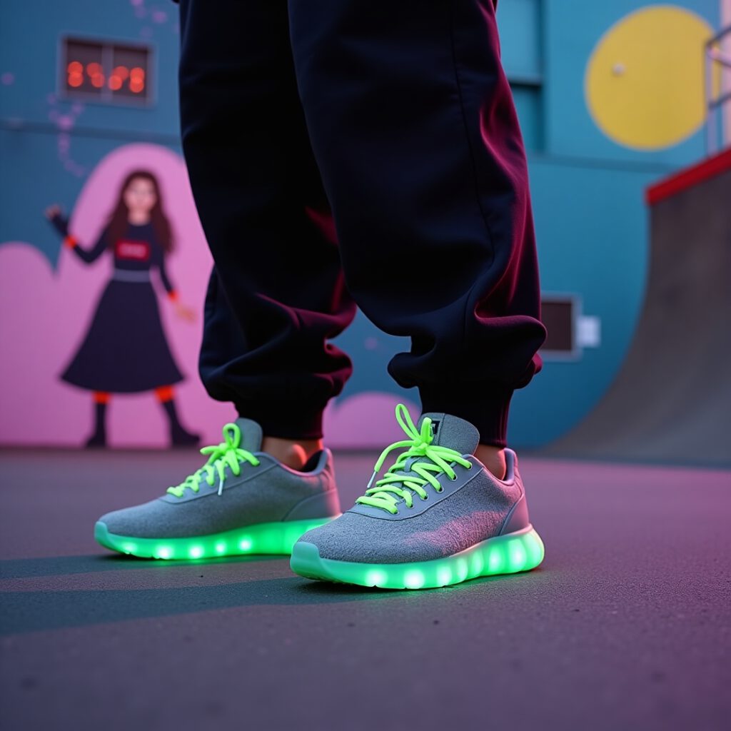 Billie Eilish style Nike chunky sneakers in neon green and black
