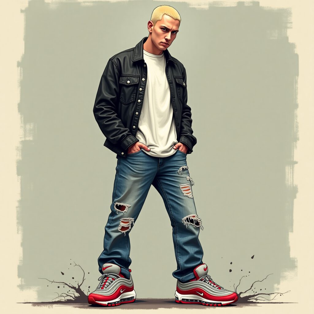 Eminem Air Max 97 sneakers on display for collectors