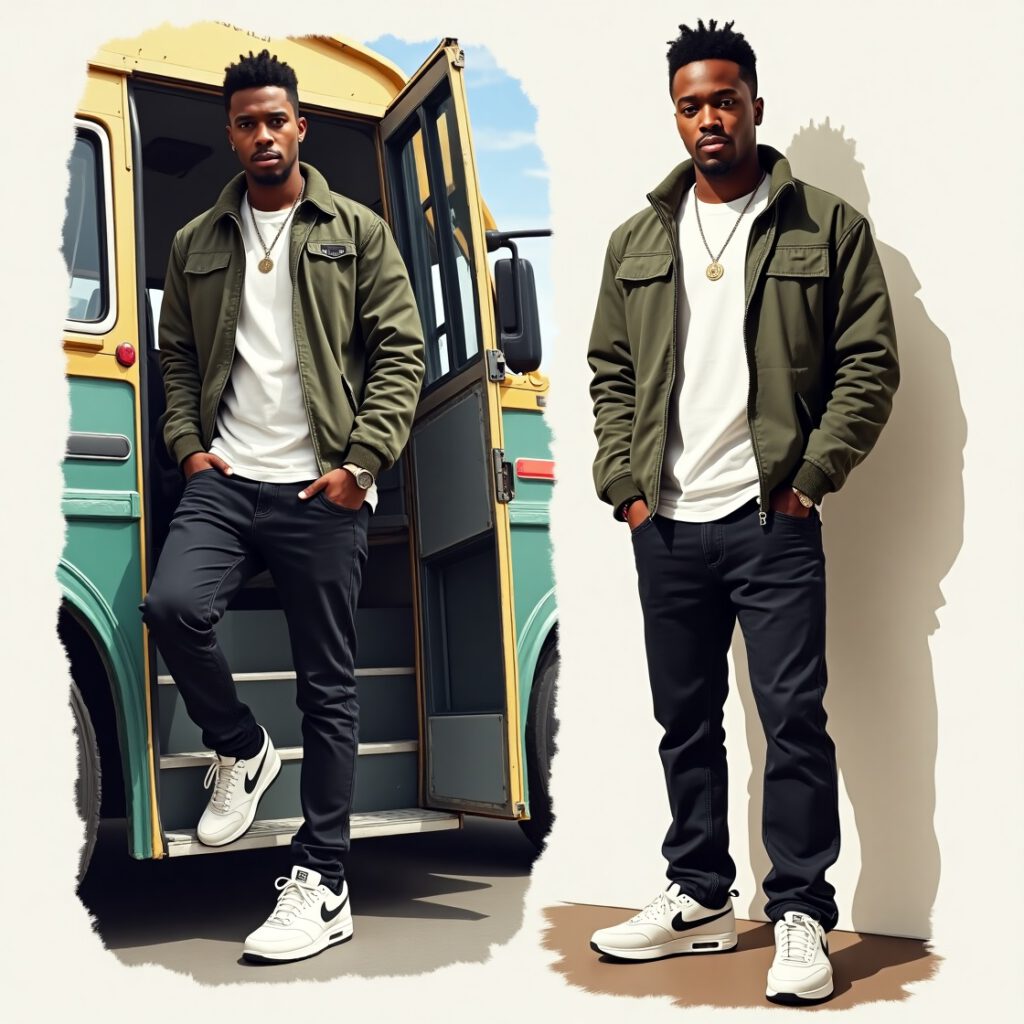Kendrick Lamar wearing Nike Air Max 90 and Air Force 1