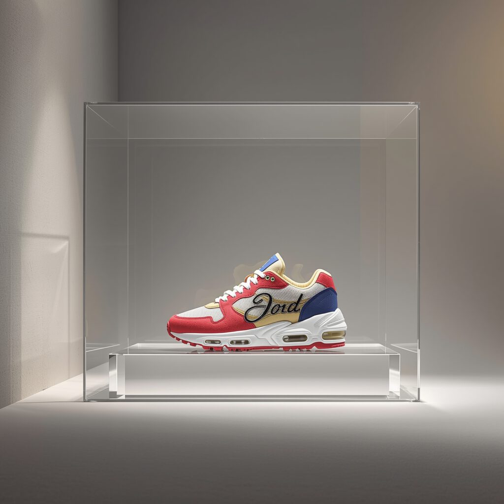 photo of a sneaker signed by a celebrity on display