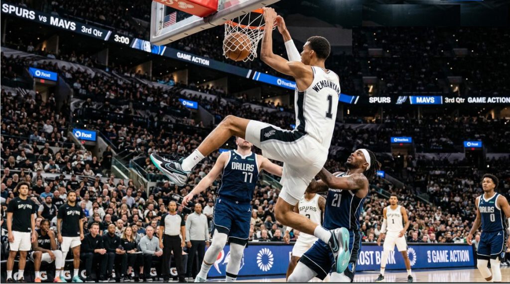 Victor Wembanyama wearing Nike basketball sneakers during an NBA game